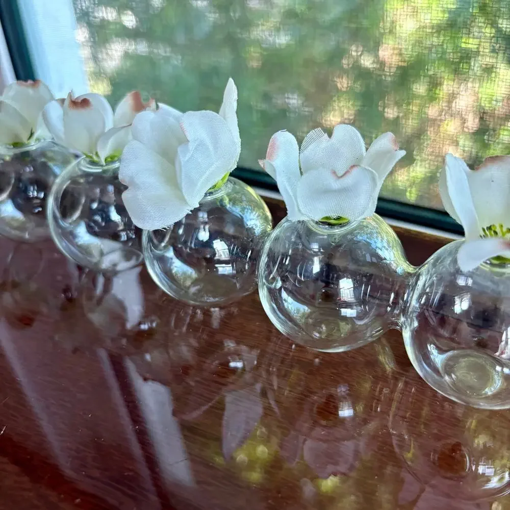 Blown Glass 6-Hole Bud Vase Propagation Tube, 10”